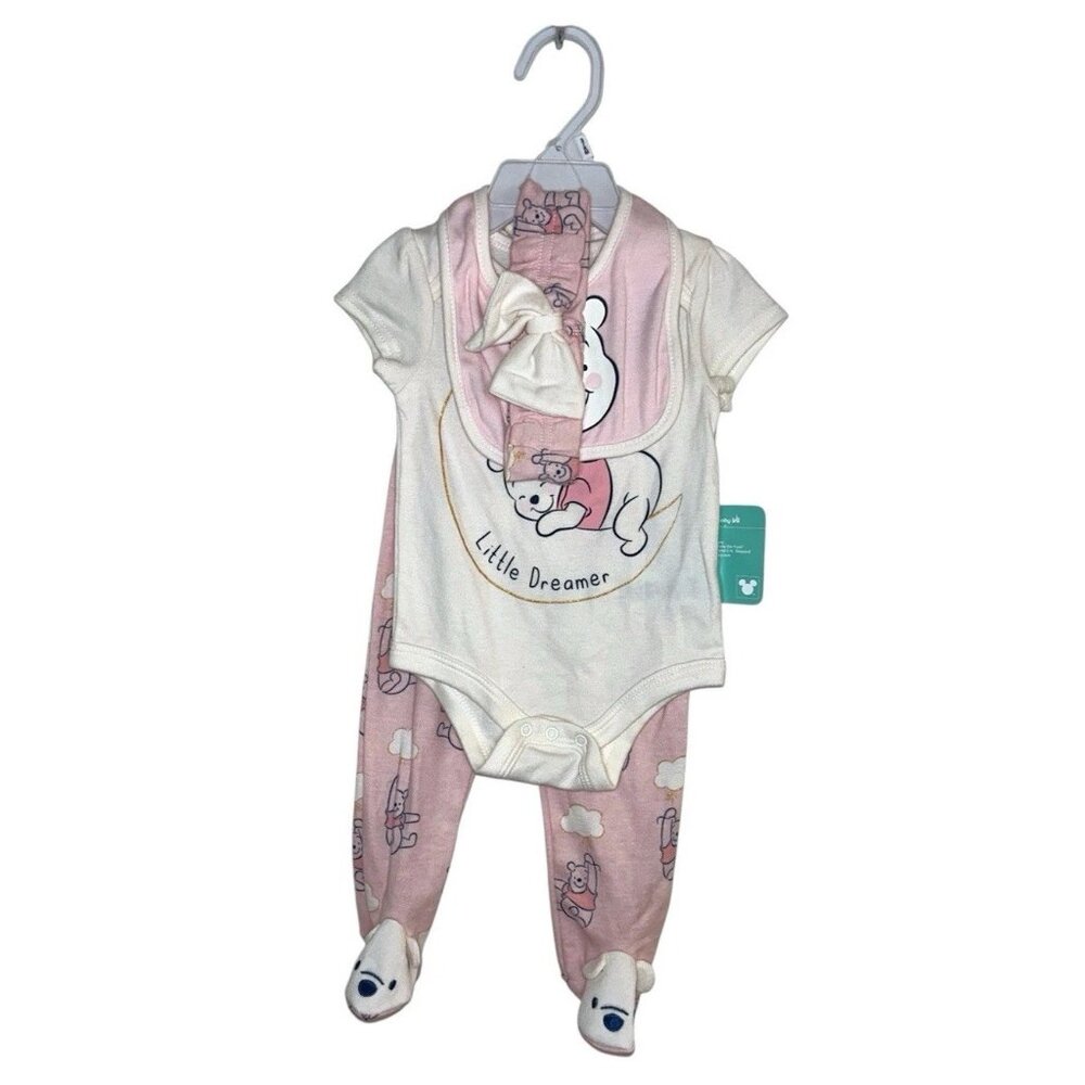 Disney Baby Girl Pink Winnie The Pooh 4 Piece PJ Casual Set Size 6-9 Months